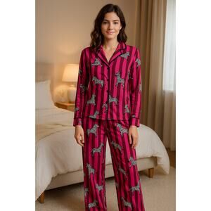 Room Service Zebra Stripe Pajama Set – Size L – Excellent Condition